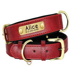 Personalized Soft Padded PU Leather Dog Collar – Free Name Engraving, Adjustable Fit for Small, Medium & Large Dogs