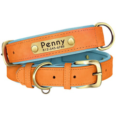 Personalized Soft Padded PU Leather Dog Collar – Free Name Engraving, Adjustable Fit for Small, Medium & Large Dogs