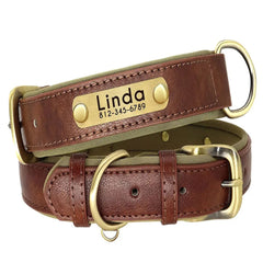 Personalized Soft Padded PU Leather Dog Collar – Free Name Engraving, Adjustable Fit for Small, Medium & Large Dogs